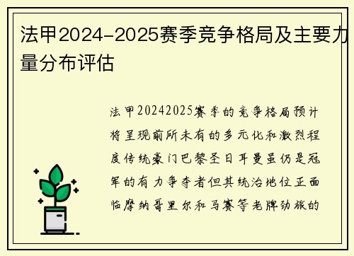 法甲2024-2025赛季竞争格局及主要力量分布评估